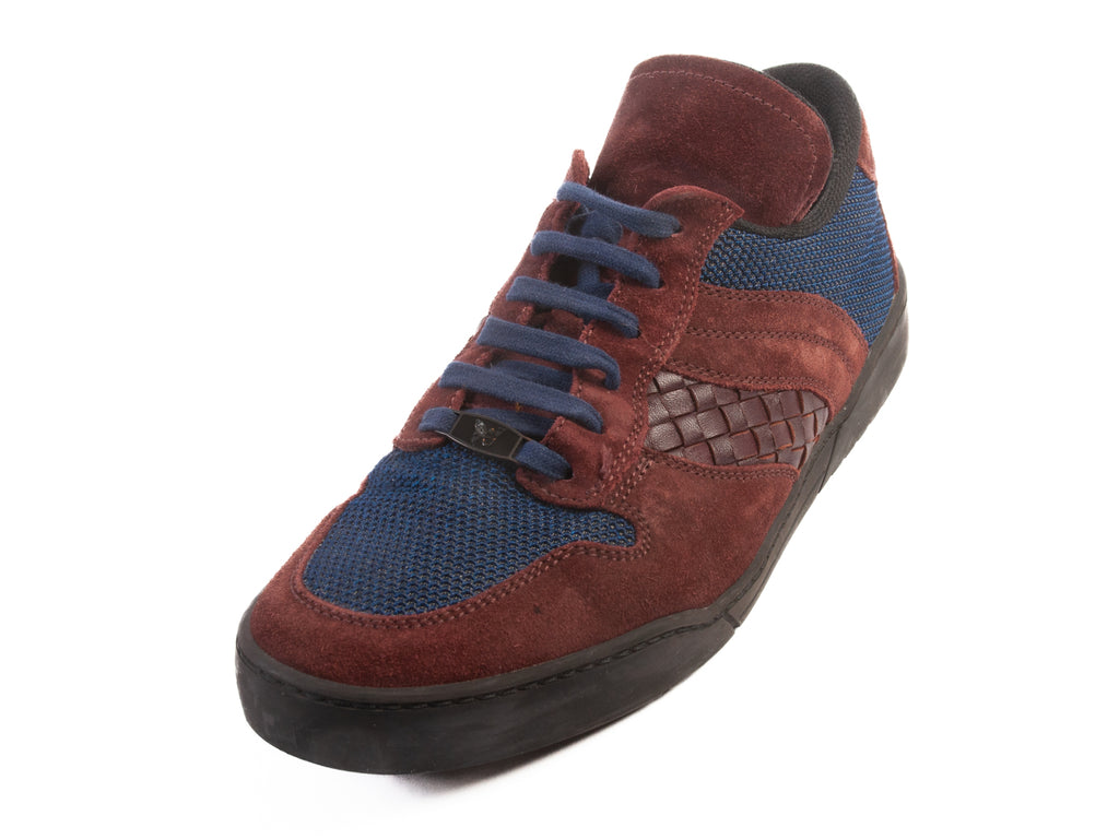Bottega Veneta Burgundy and Navy Suede Sneakers