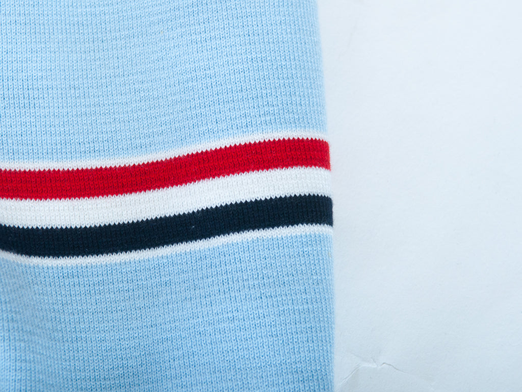 Thom Brown Light Blue Four Bar Crew Neck Sweater