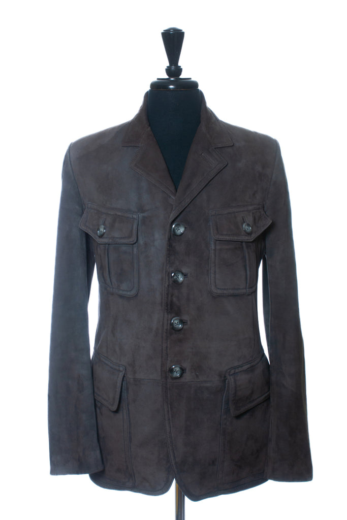 Tom Ford Slate Brown Lambskin Suede Jacket