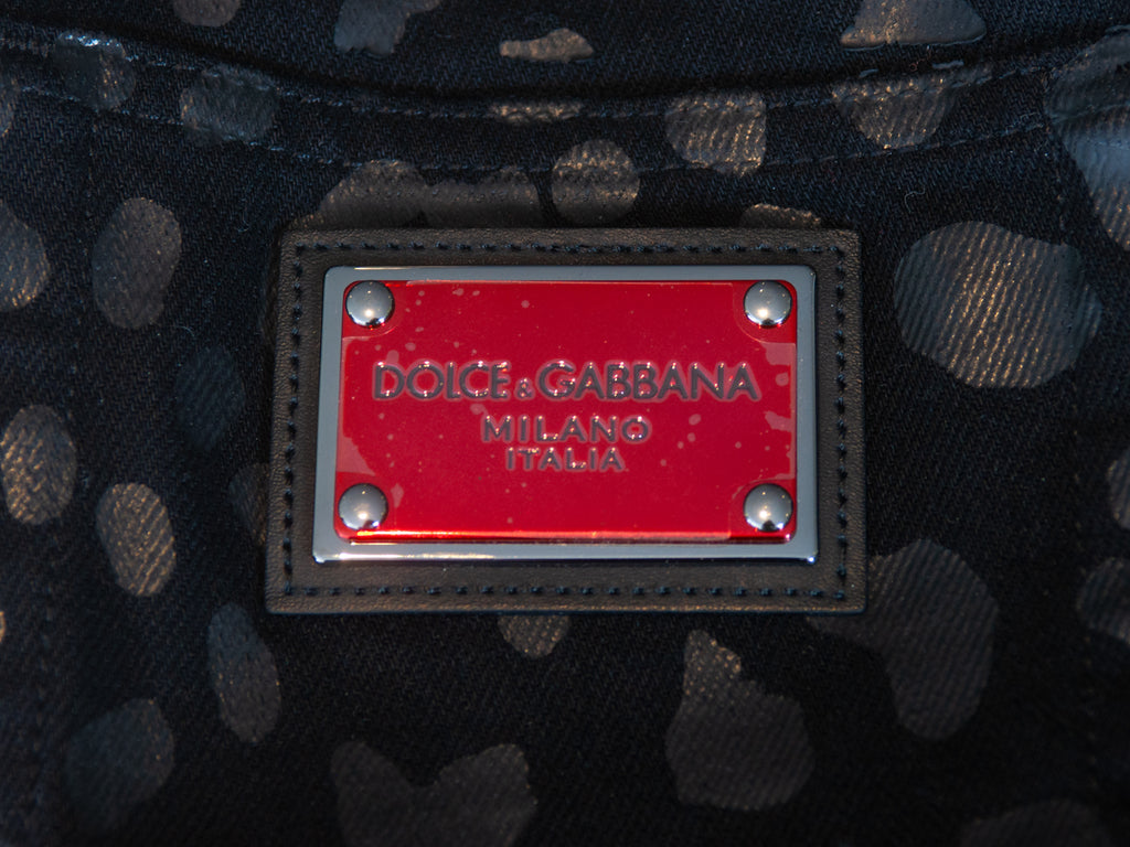 Dolce & Gabbana Black Leopard Print Slim Fit Denim Set