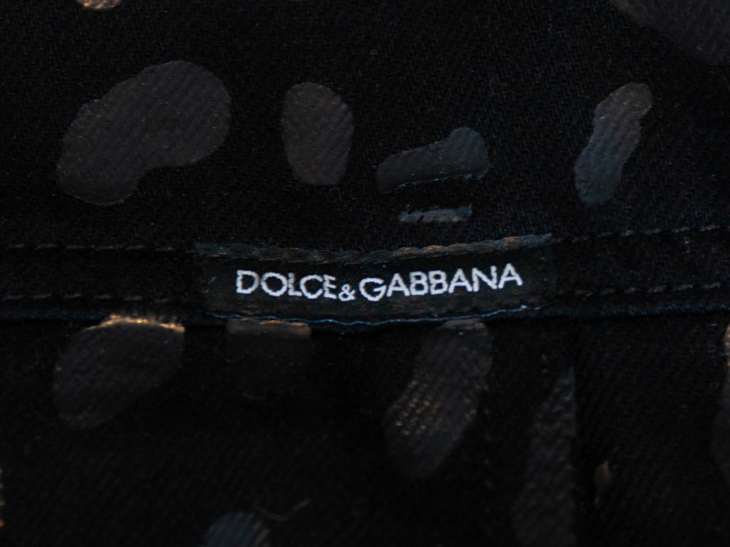 Dolce & Gabbana Black Leopard Print Slim Fit Denim Set