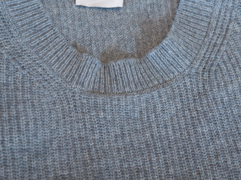 Moncler Grey Cashmere Blend Girocollo Tricot Crew Neck Sweater