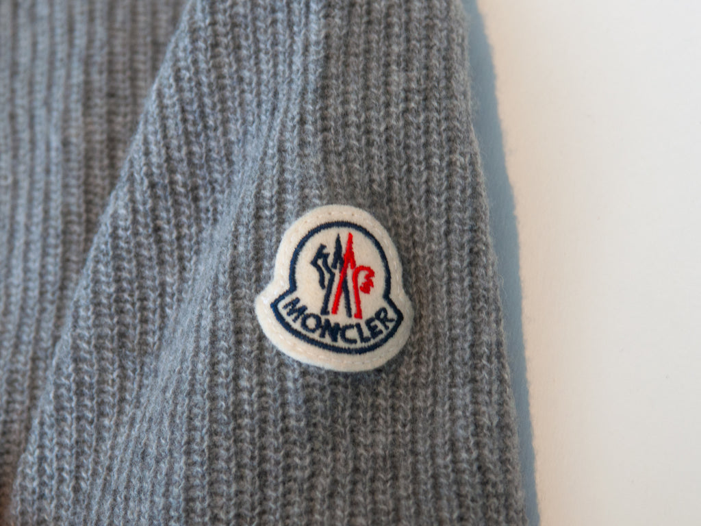 Moncler Grey Cashmere Blend Girocollo Tricot Crew Neck Sweater