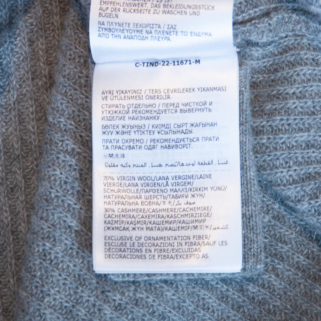 Moncler Grey Cashmere Blend Girocollo Tricot Crew Neck Sweater