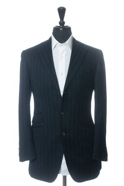 Pal Zileri Navy Blue Pinstripe Cashmere Blend Flannel Slim Fit Suit