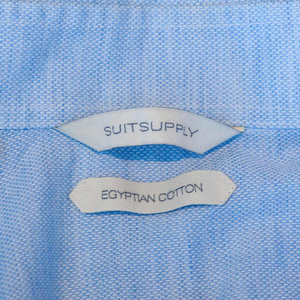 SuitSupply Blue Knit Egyptian Cotton Shirt
