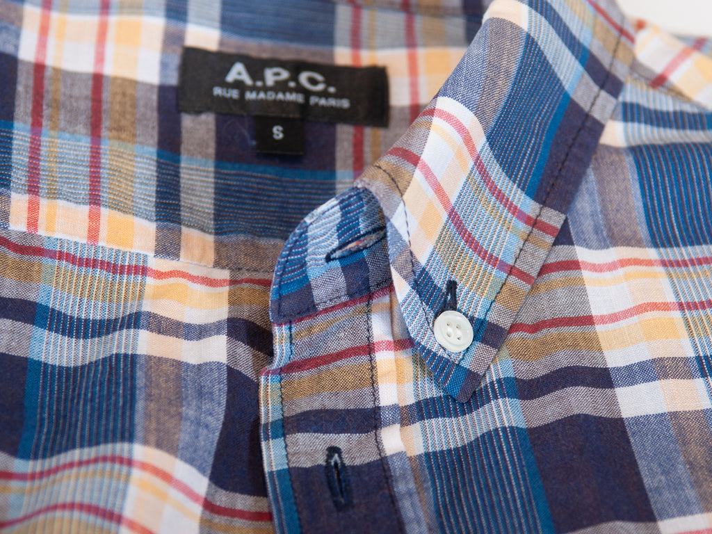 A.P.C. Blue Check Button Down Shirt