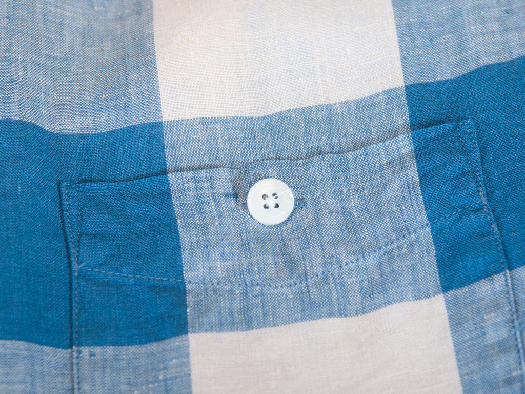 Todd Snyder Blue Check Linen Button Down Shirt