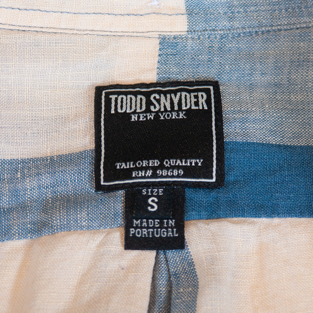 Todd Snyder Blue Check Linen Button Down Shirt