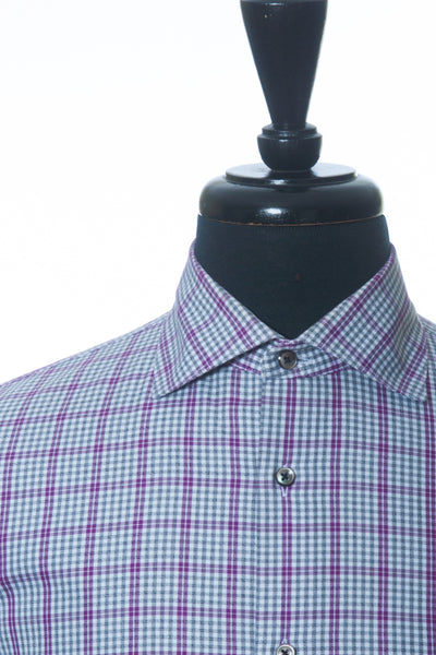Stenstroms Green and Purple Check Fitted Body Shirt