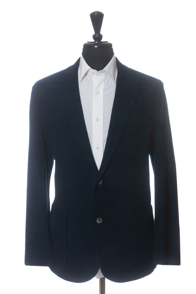 Lanvin Navy Blue Reverse Seam Knit Blazer