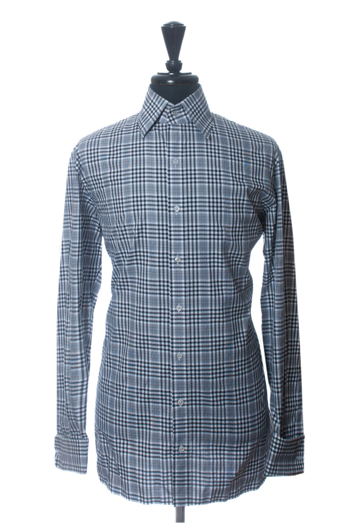 Tom Ford Black on White Check French Cuff Shirt