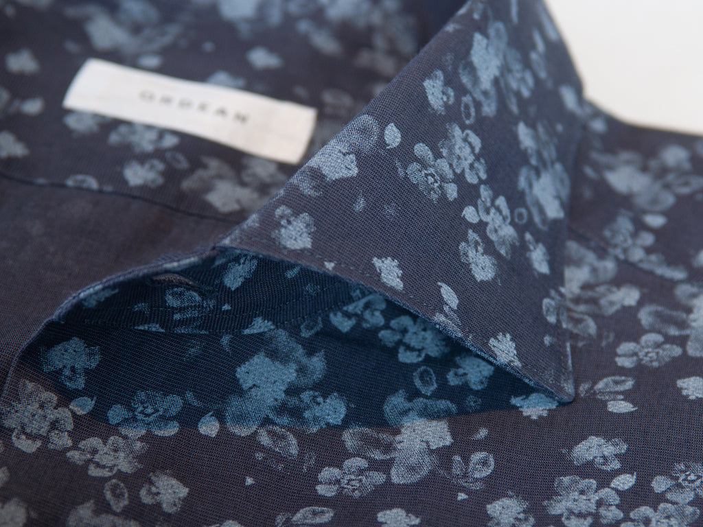 Ordean Grey Floral Print Shirt