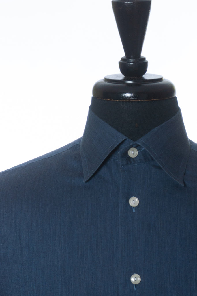 Eton Dark Slate Blue Fine Herringbone Twill Contemporary Fit Shirt