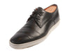 Santoni Black Leather Dress Sneakers