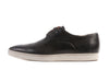 Santoni Black Leather Dress Sneakers