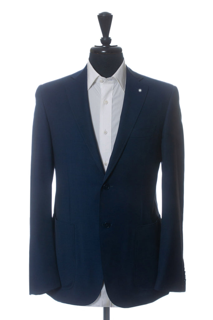 Luigi Bianchi Sartoria Navy Windowpane Drago Wool Alpaca Suit