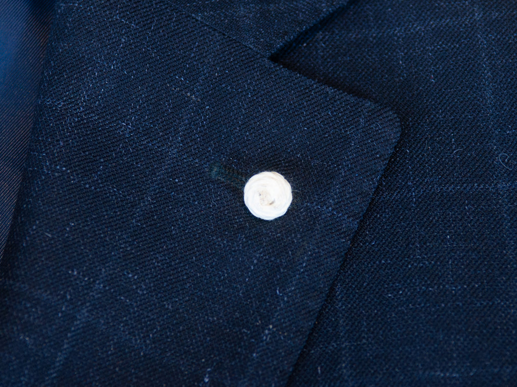 Luigi Bianchi Sartoria Navy Windowpane Drago Wool Alpaca Suit