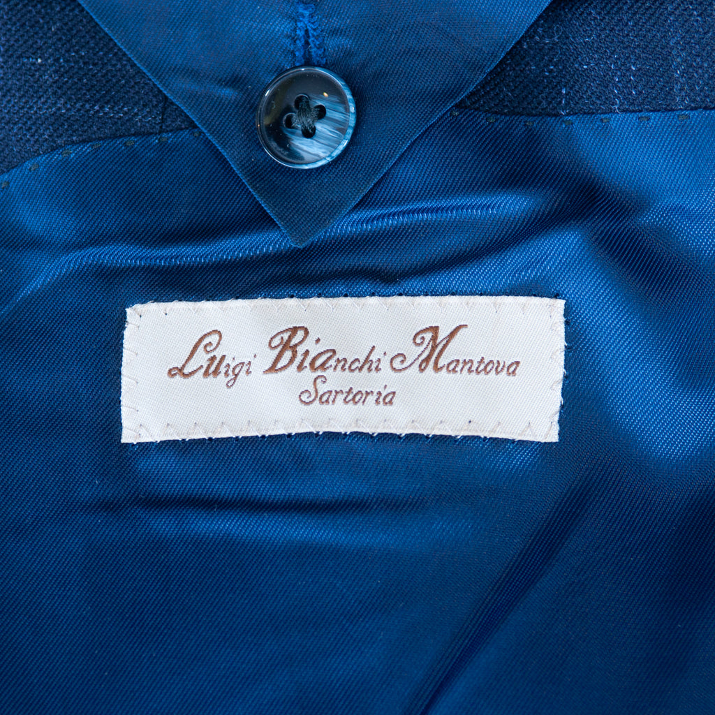 Luigi Bianchi Sartoria Navy Windowpane Drago Wool Alpaca Suit