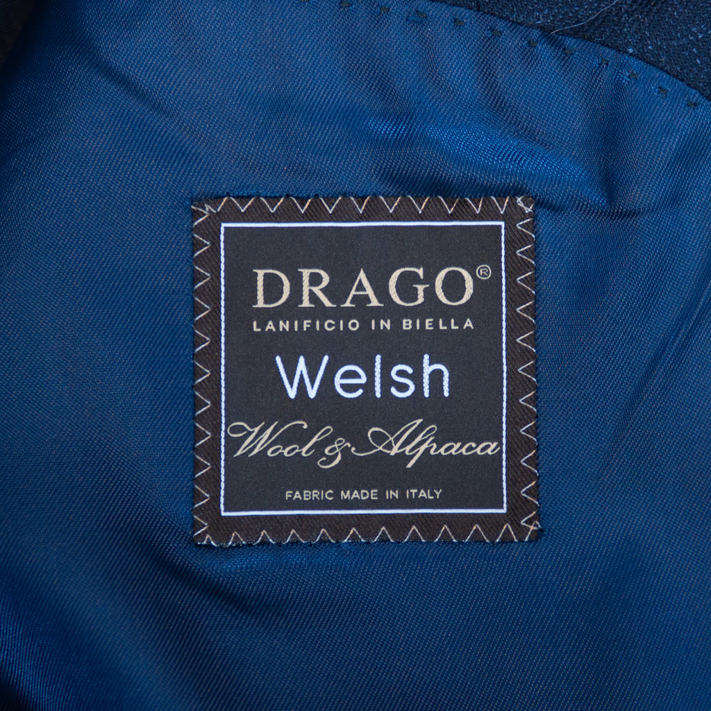 Luigi Bianchi Sartoria Navy Windowpane Drago Wool Alpaca Suit