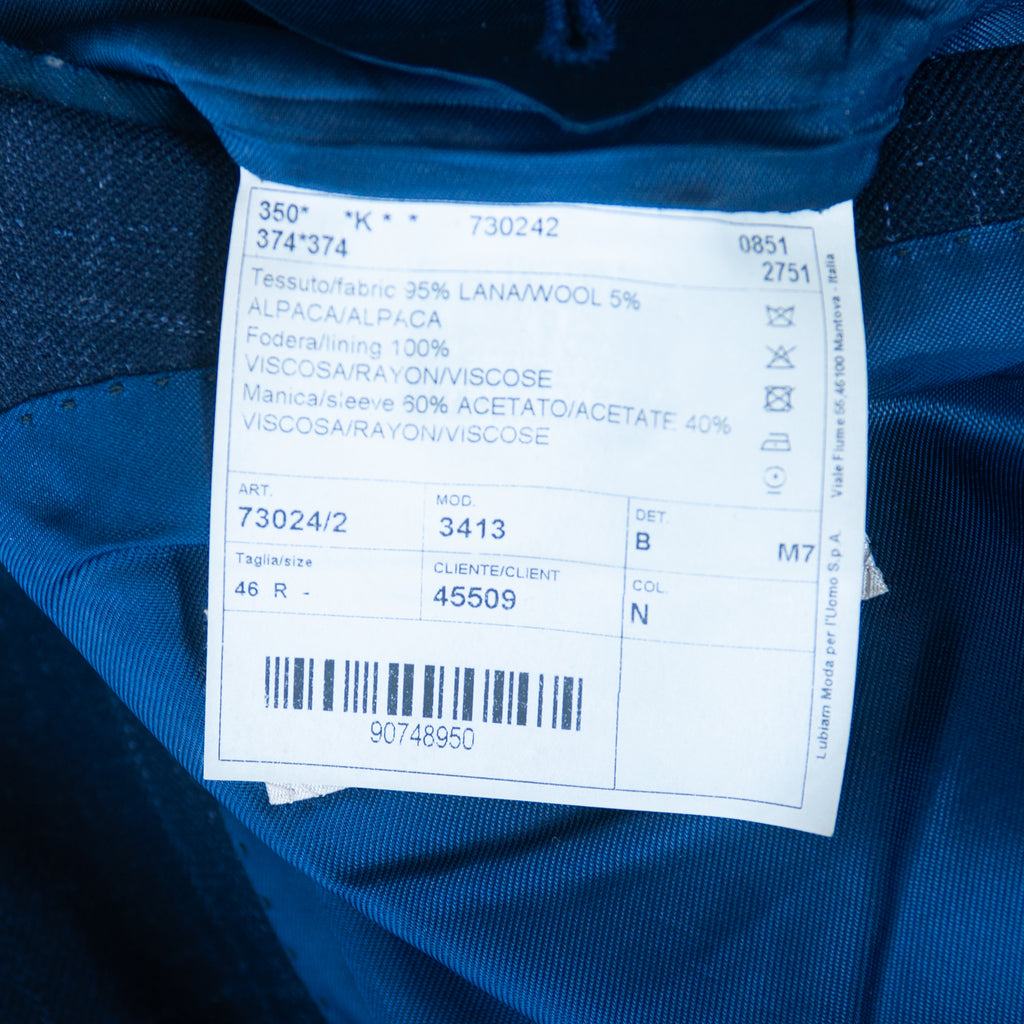 Luigi Bianchi Sartoria Navy Windowpane Drago Wool Alpaca Suit