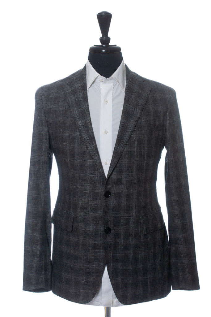 Tagliatore Grey Check Stretch Wool Suit