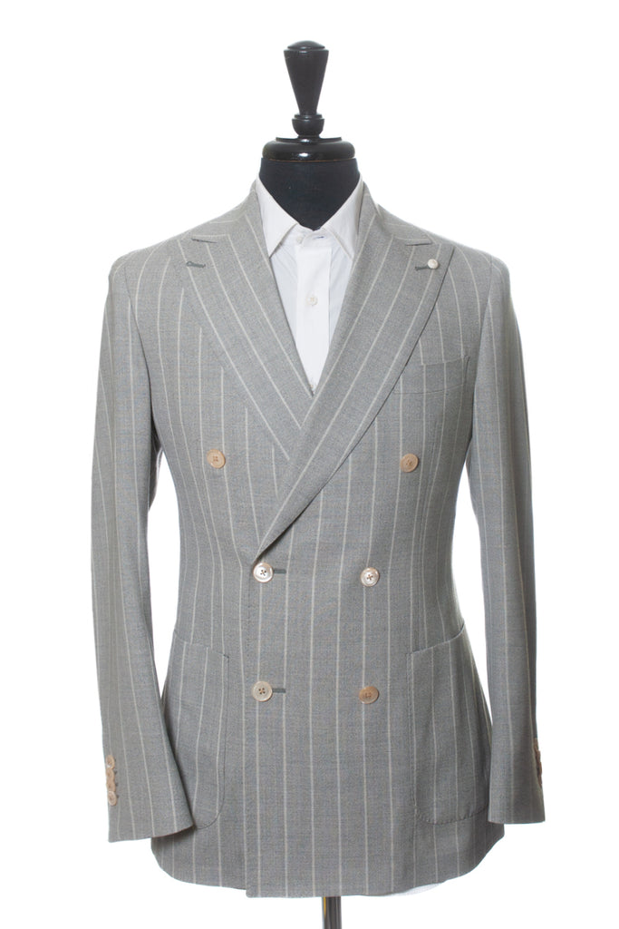 Luigi Bianchi Grey Striped Double Breasted Suit