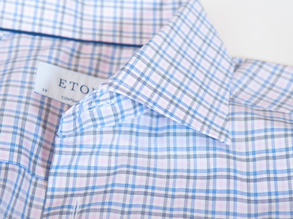 Eton Pink Check Contemporary Fit Dress Shirt