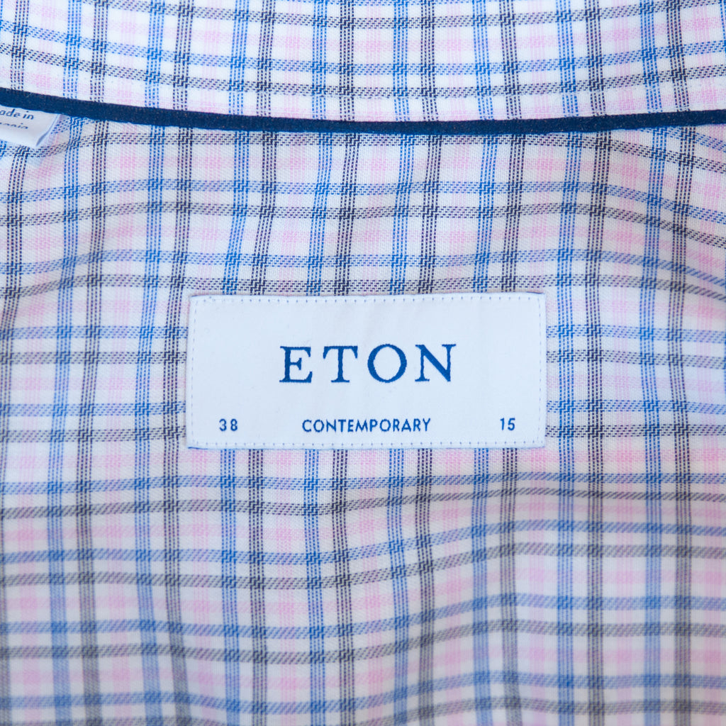 Eton Pink Check Contemporary Fit Dress Shirt