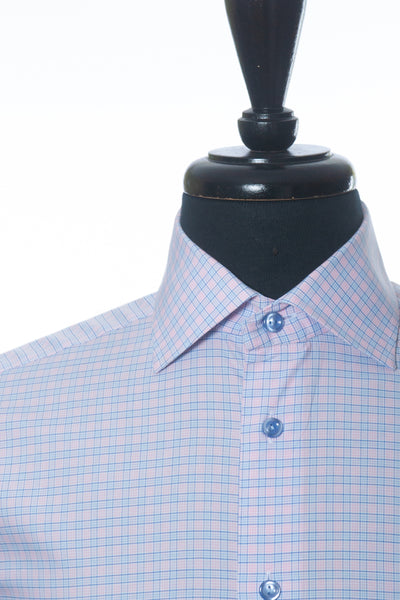 Eton Pink Check Slim Fit Twill Dress Shirt