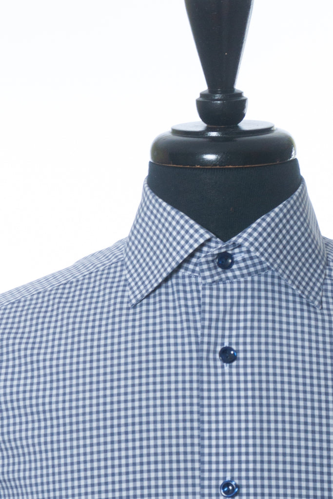 Eton Grey Check Slim Fit Poplin Dress Shirt