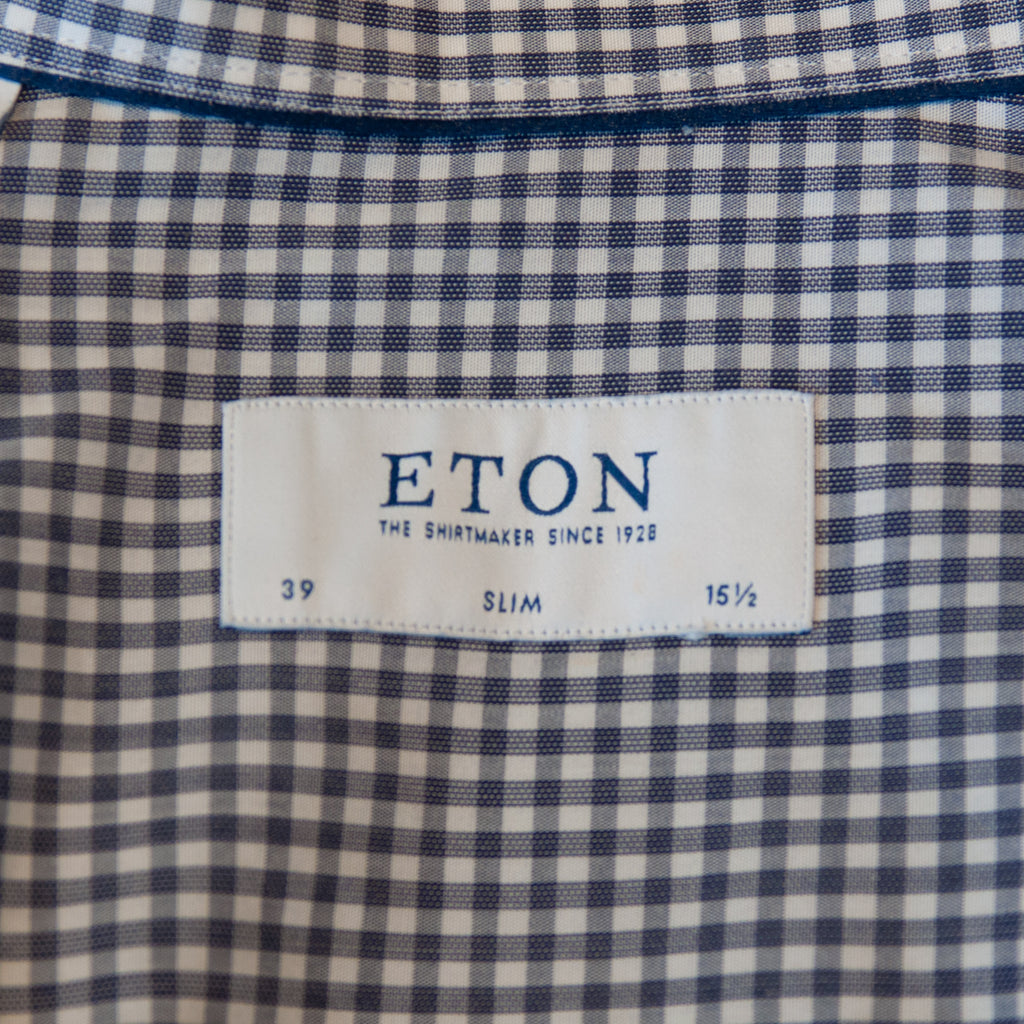 Eton Grey Check Slim Fit Poplin Dress Shirt