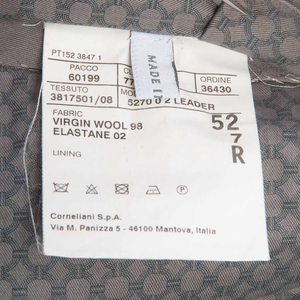 Corneliani Grey Puppytooth Leader Stretch Wool Pants