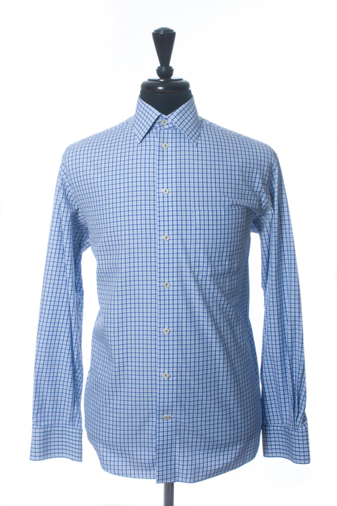 Eton Blue Check Signature Twill Classic Fit Dress Shirt