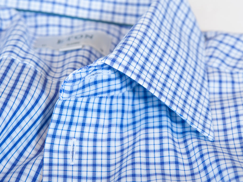 Eton Blue Check Signature Twill Classic Fit Dress Shirt