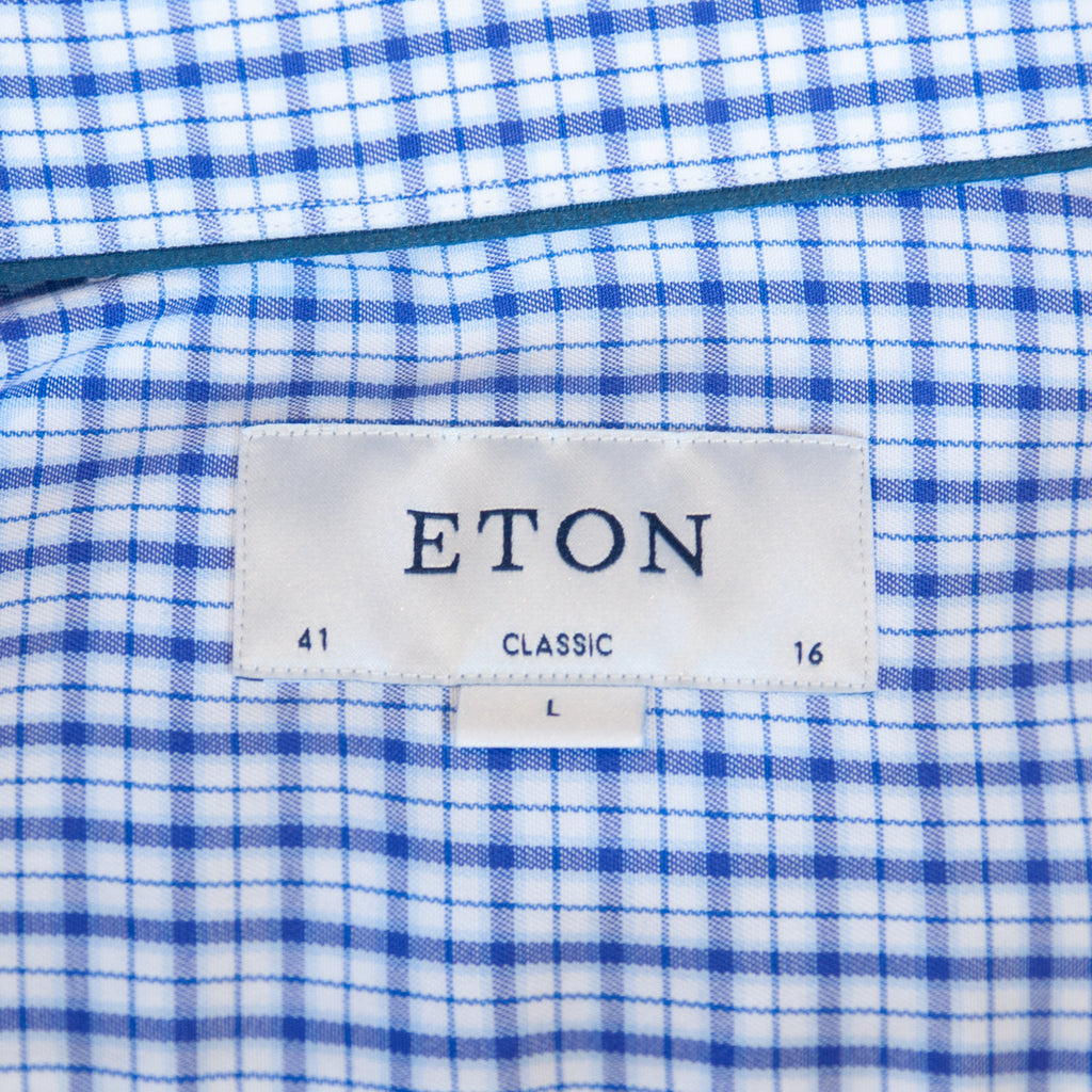 Eton Blue Check Signature Twill Classic Fit Dress Shirt