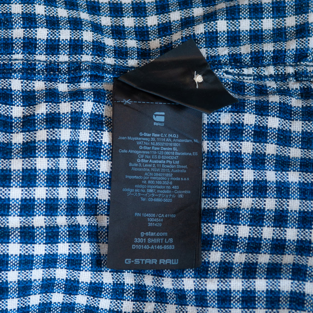 G-Star RAW Blue Check 3301 Slim Fit Western Shirt