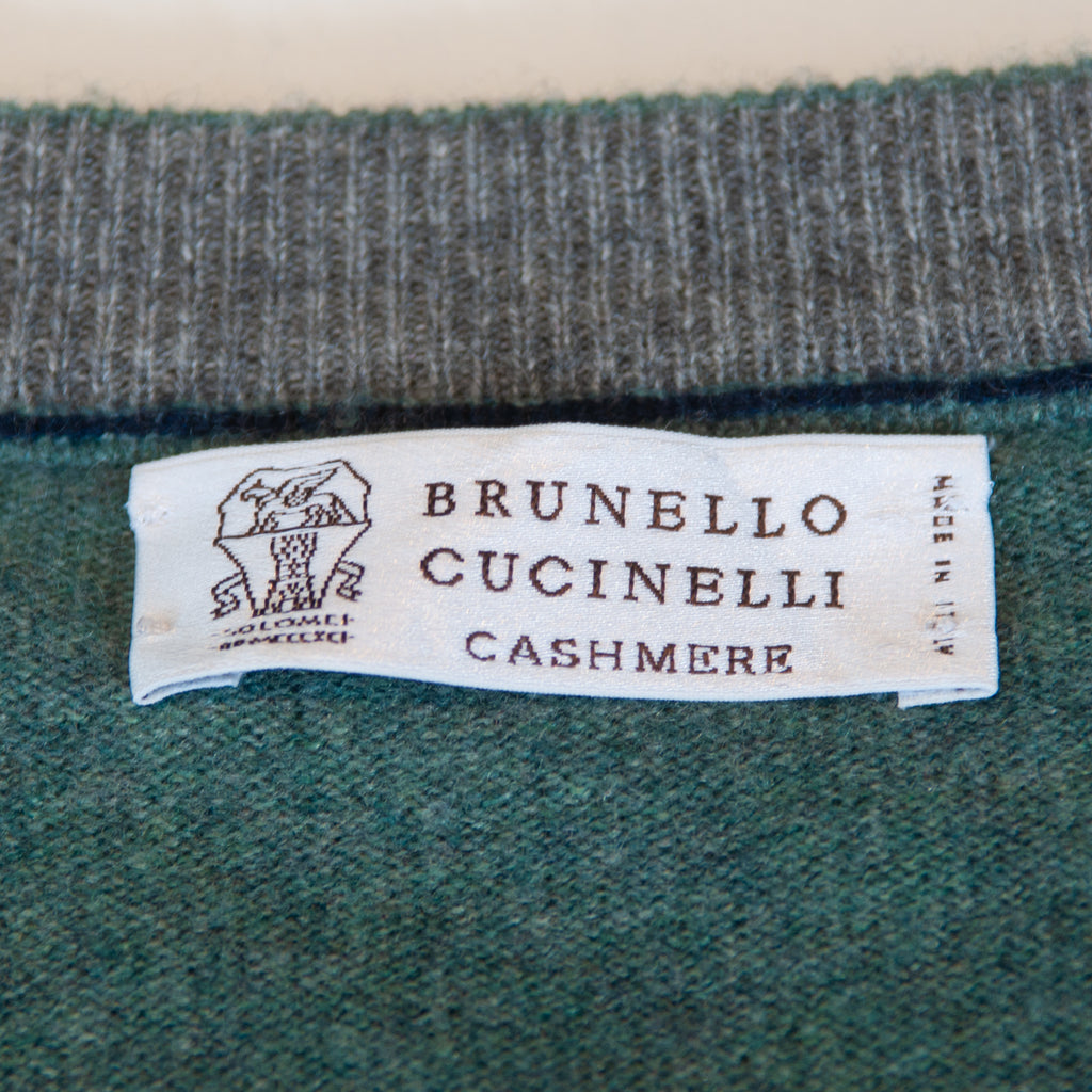 Brunello Cucinelli Green Pure Cashmere Crewneck Sweater