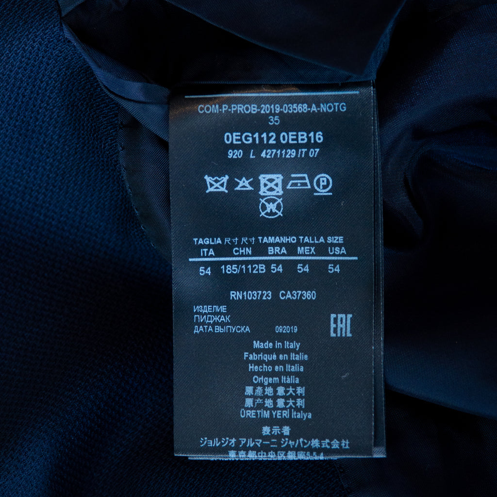 Giorgio Armani Navy Blue Fine Wool Twill Slim Fit Blazer