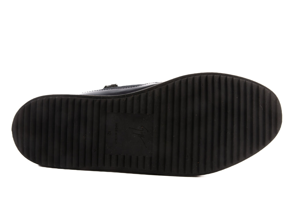 Giuseppe Zanotti Navy Blue Suede and Patent Leather Sneakers