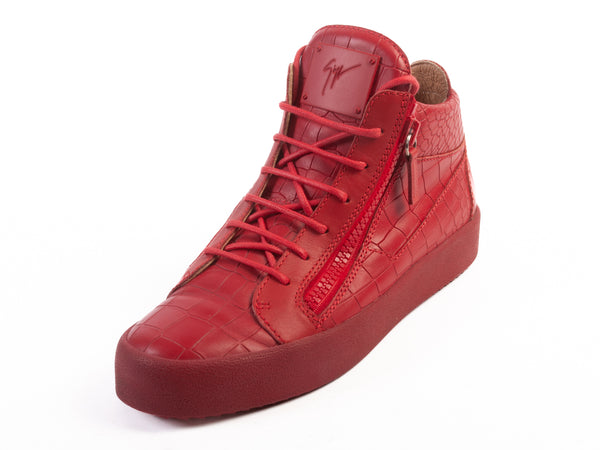 Giuseppe Zanotti Red Embossed Leather Sneakers