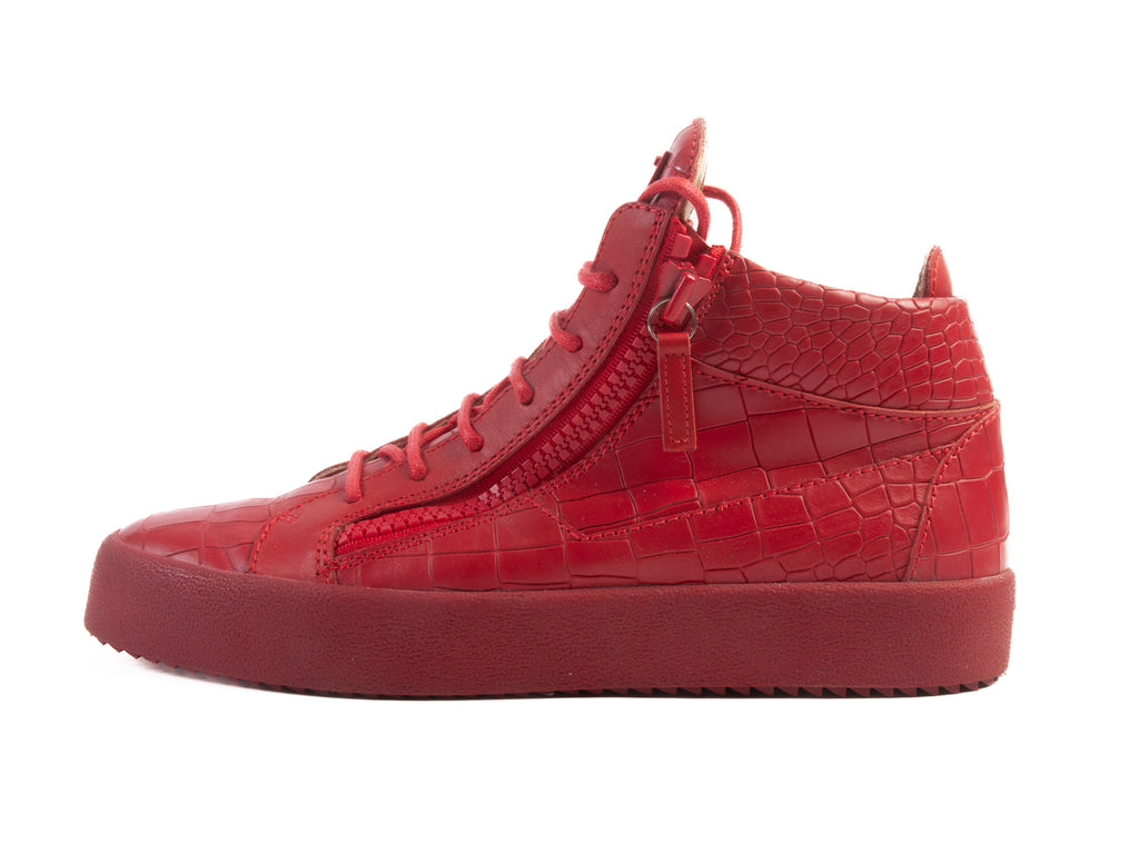 Giuseppe Zanotti Red Embossed Leather Sneakers