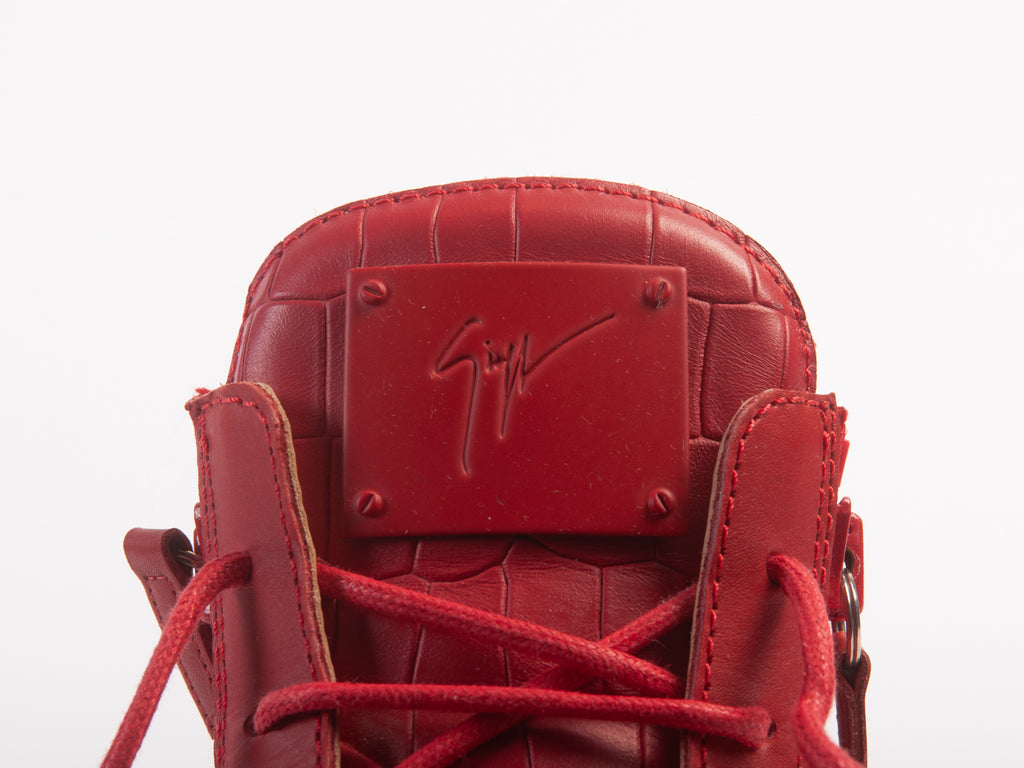 Giuseppe Zanotti Red Embossed Leather Sneakers