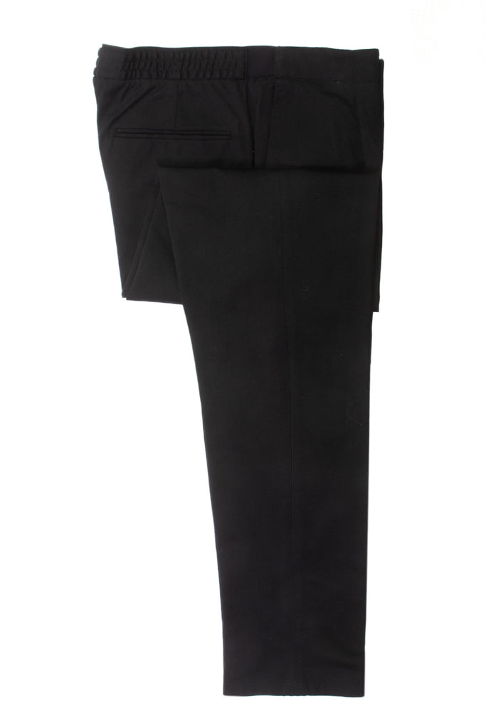 Giorgio Armani Black Cotton Twill Elastic Waist Pants