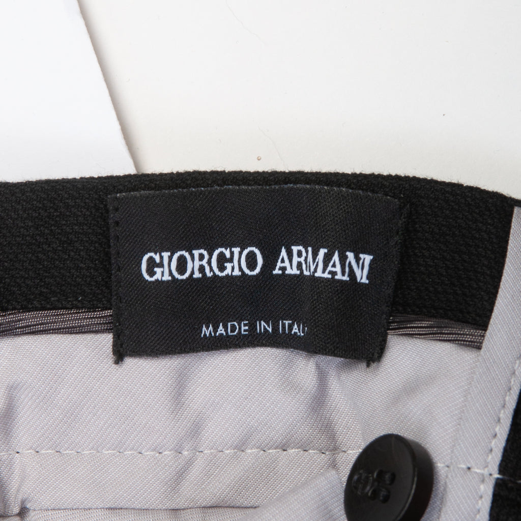 Giorgio Armani Black Cotton Twill Elastic Waist Pants