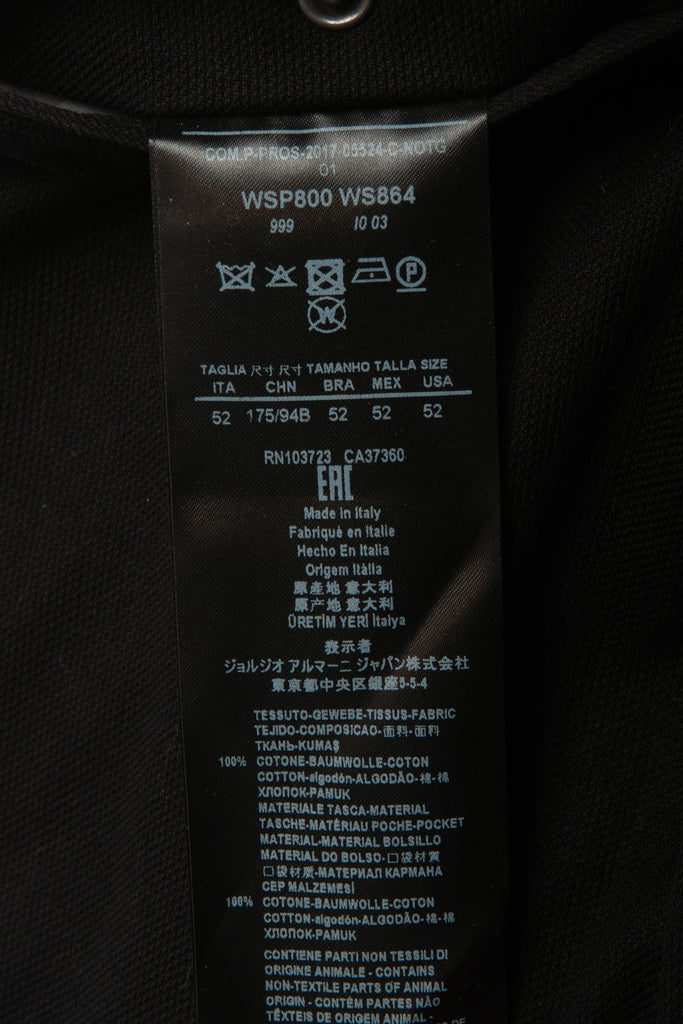 Giorgio Armani Black Cotton Twill Elastic Waist Pants