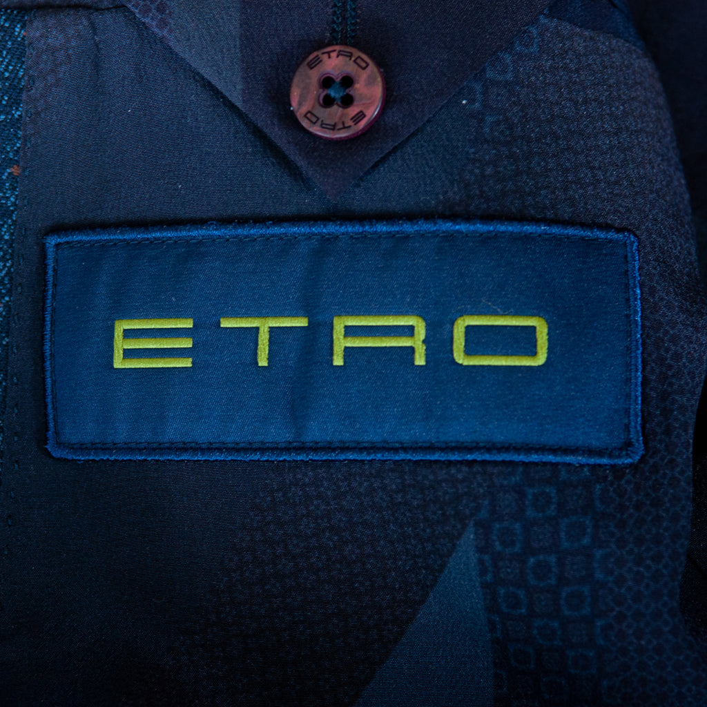 Etro Navy Blue Check Print Blazer