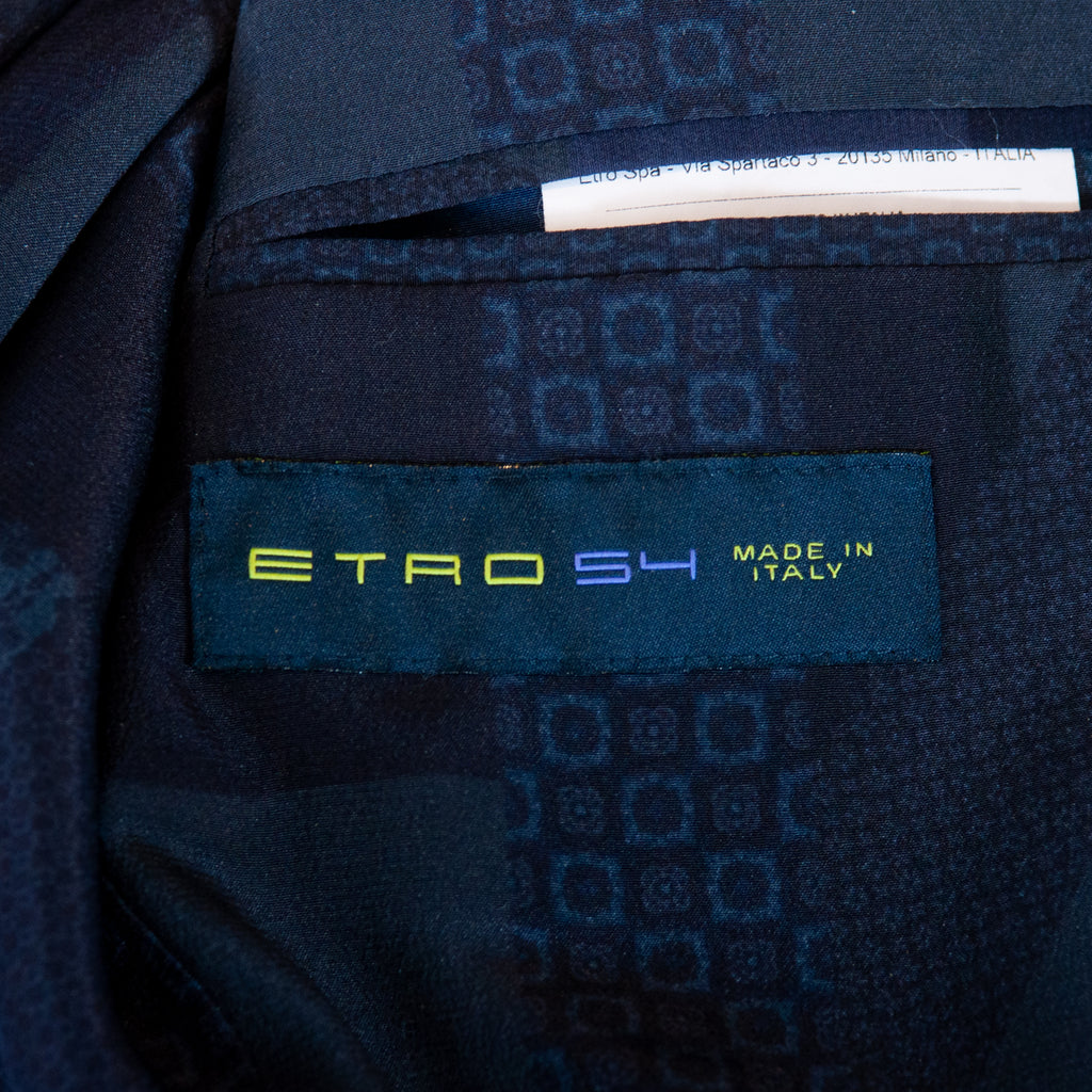 Etro Navy Blue Check Print Blazer