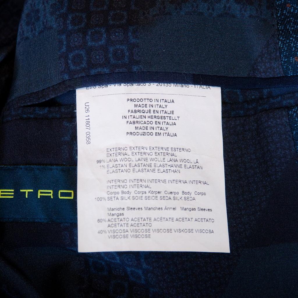 Etro Navy Blue Check Print Blazer