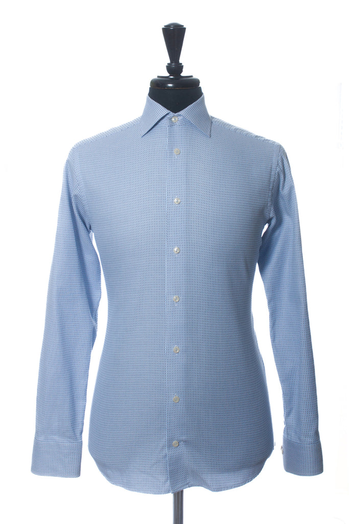 Eton Blue Patterned Slim Fit Dobby Dress Shirt